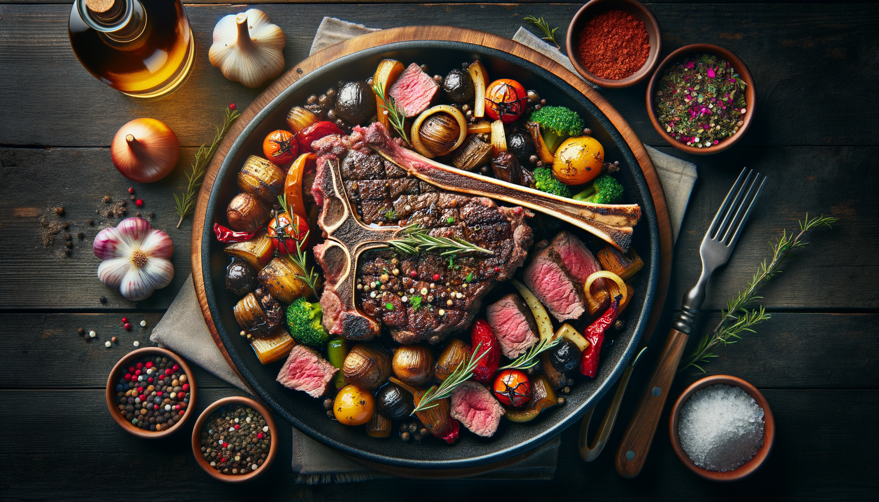 Braised Ground Lamb with T-Bone Steak