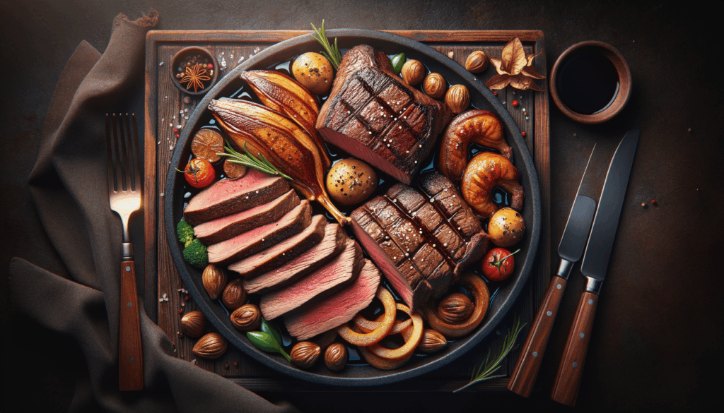Slow-Cooked Ribeye Steak with Duck Breast